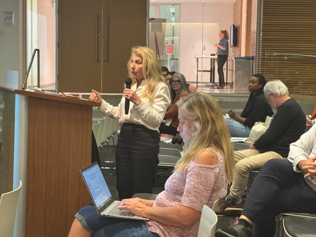 Tulsa resident Kay Breeden discusses her concerns about incinerating medical waste during a public hearing Oct. 23.