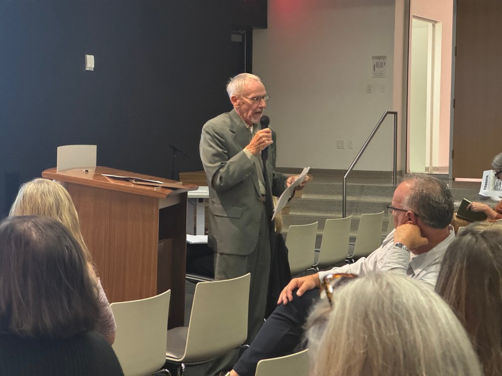 Tulsa resident Rick Martin speaks at a public hearing Oct. 23 asking for more information on Reworld Tulsa's impact on the city's air quality.
