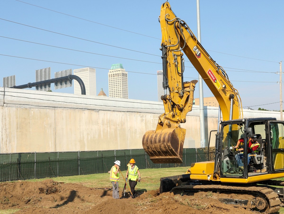 The fifth excavation of a potential mass grave related to the 1921 Tulsa Race Massacre begins at Oaklawn Cemetery Oct. 14, 2025. The City of Tulsa put privacy fencing up around the cemetery walls and blocked off street access.