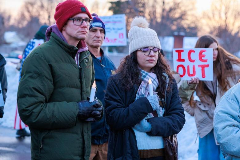 Tulsans gathered at LaFortune Park Jan. 27, 2026 for a vigil for Renee Good and Alex Pretti, two U.S. citizens killed by federal immigration enforcement agents in Minneapolis this month.