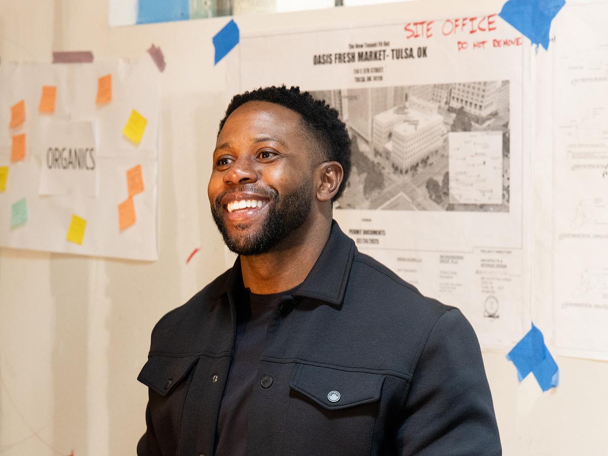 Oasis Fresh Market founder A.J. Johnson talks about his new store that is under construction in downtown's ARCO Apartments on March 2, 2026.