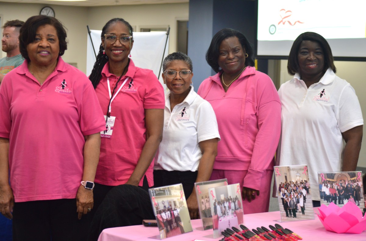 Saundra McClelland, far left, poses for a photo with fellow members of Soulful Survivors, a support group for Black women recovering from breast cancer.
