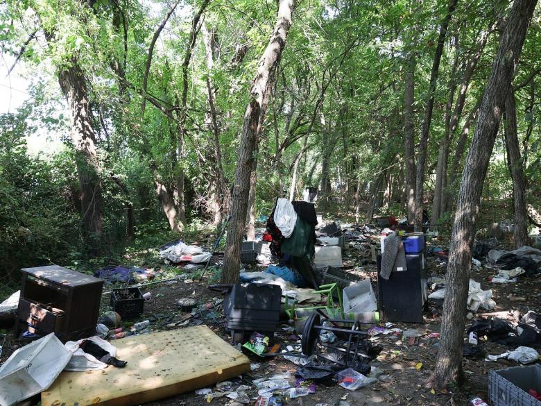 A homeless encampment that has been cleared as part of Operation SAFE on Sept. 11, 2025.