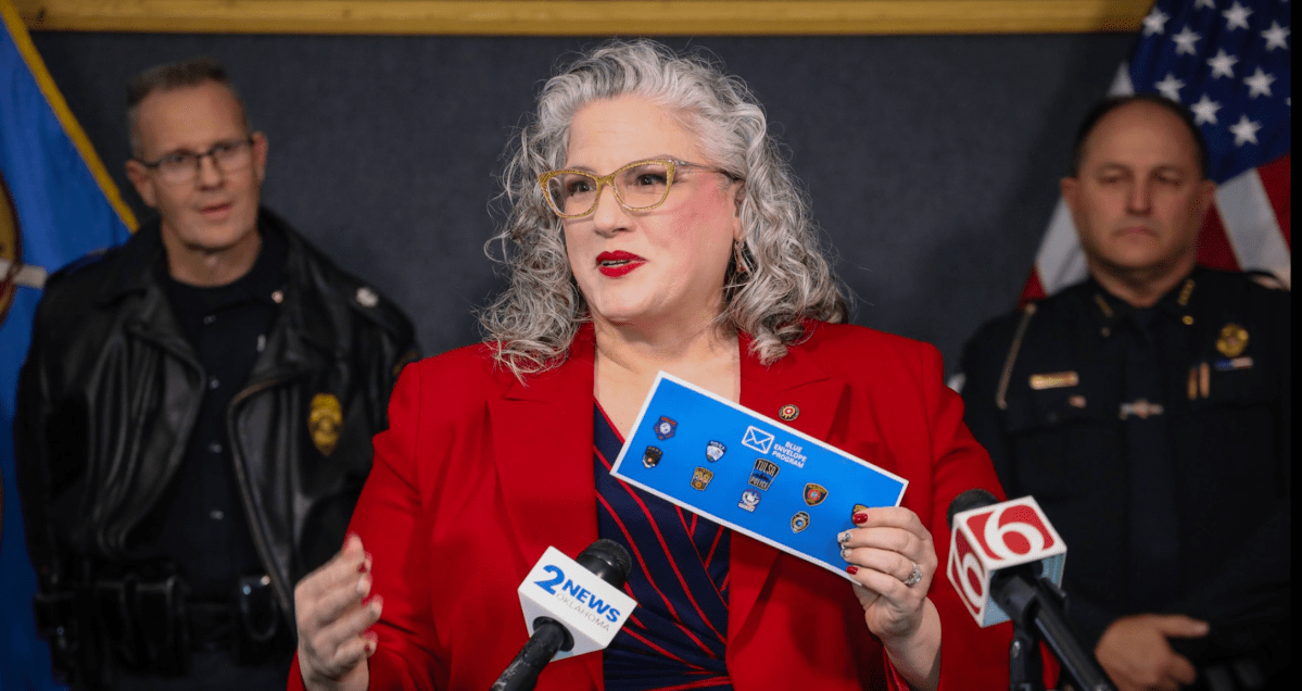 Tulsa City Councilor Lori Decter Wright speaks about the police department's Blue Envelope Program in December 2025.
