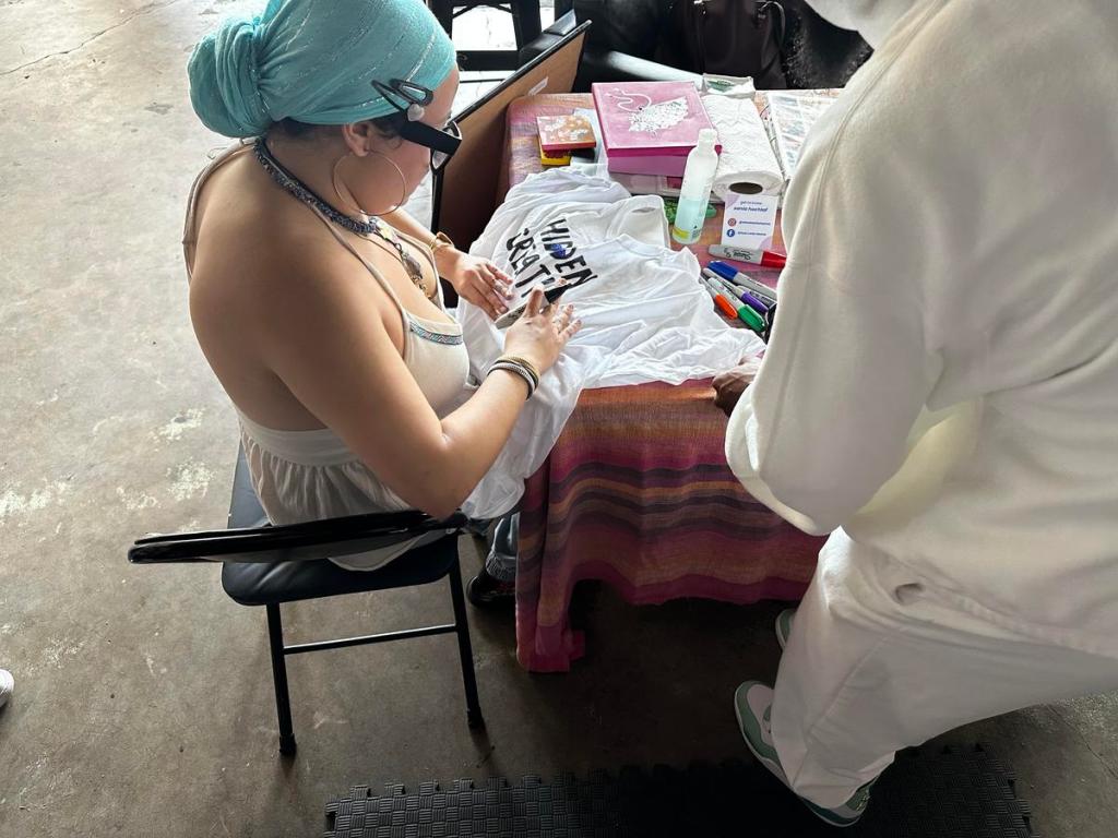 Sonia Hochlaf designs a T-shirt at Frequency Lounge during the Hidden Creatives tour on May 24, 2026. 
