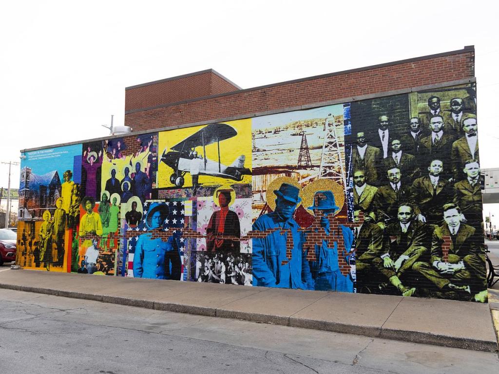 Skip Hill's "History in the Making" mural in the Greenwood District on Jan. 22, 2026.