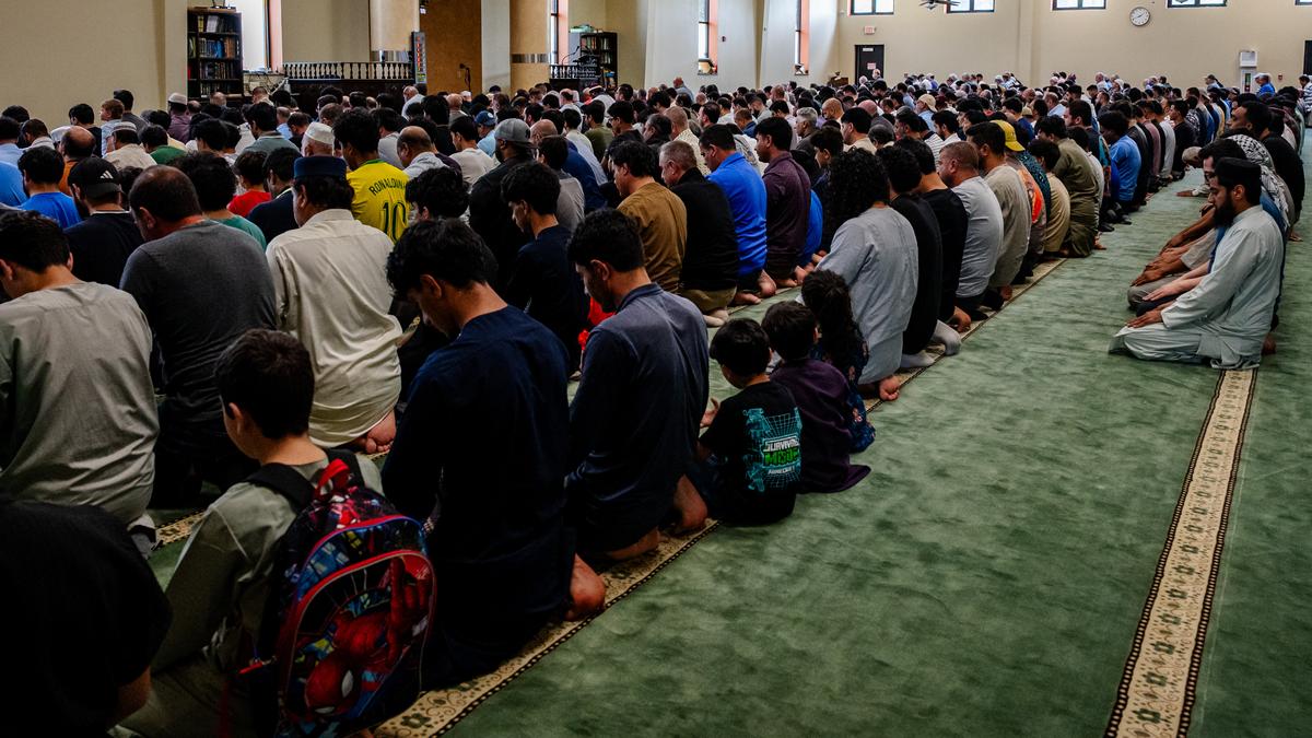Worshippers pack a Friday afternoon prayer service at the Islamic Society of Tulsa's sole mosque on July 3, 2026. Demand has surged in recent years, driving leaders to add a second service and seek expansion in Broken Arrow.