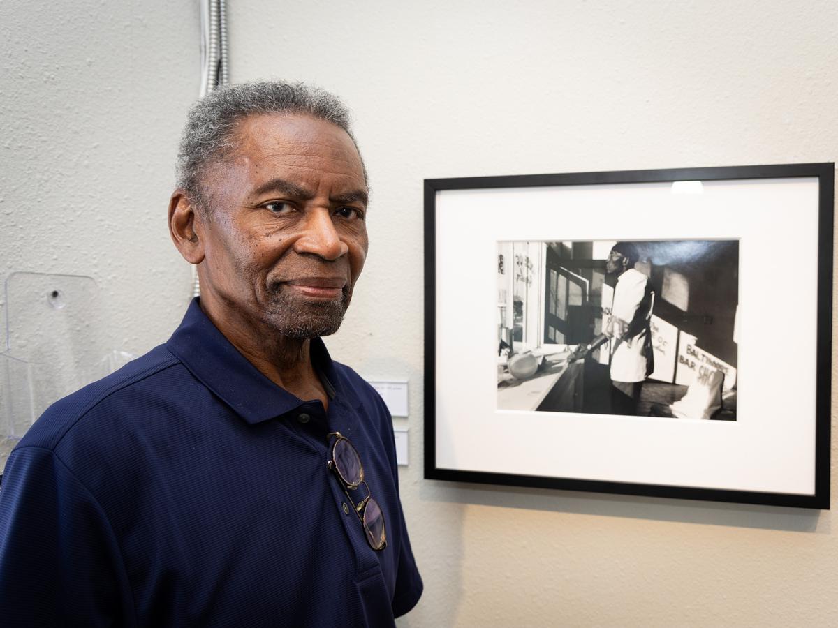 Photographer Don Thompson inside Hulett Collection, 1311 E. 15th St., on July 14, 2026. The Cherry Street gallery is hosting “Don Thompson: Visions of Time and Transformation” through Sept. 5.